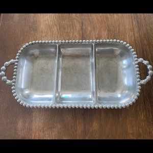 Mariposa Pearled 3-Section Server WITH Handles.